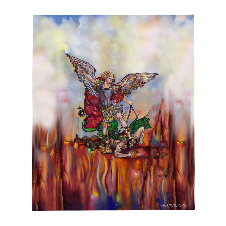 The Battle Cry of St. Michael the Archangel Throw Blanket