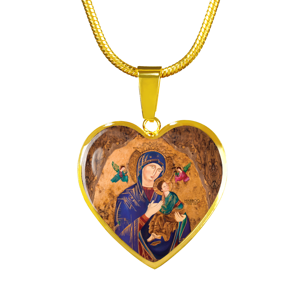 Our Lady of Perpetual Help Heart Pendant Bangle Charm